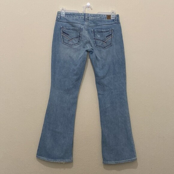 Madison Distressed Jeans Stretch Mid Rise Flare Leg Womens 7/8 Y2k 90s Rodeo - Picture 7 of 16